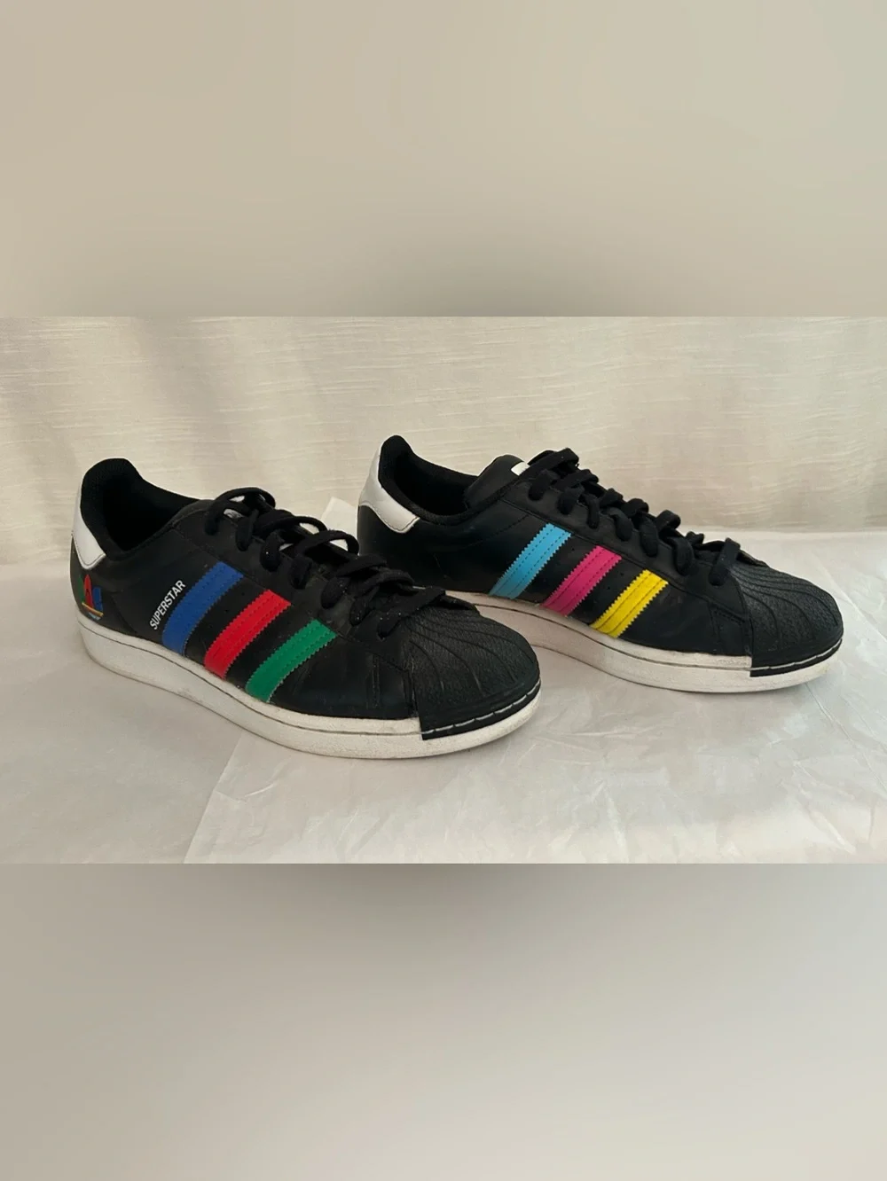 adidas Black Sneakers with Multicolor Trefoil‎ and Stripes
